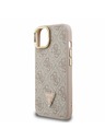 Guess Guess PU 4G Strass Dreiecks-Logo Stand Kamera Rahmen MagSafe Rückseite Hülle für iPhone 14 Pink