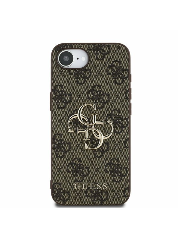 Guess Guess PU 4G Metall-Logo Rückseite Hülle für iPhone 16e Braun