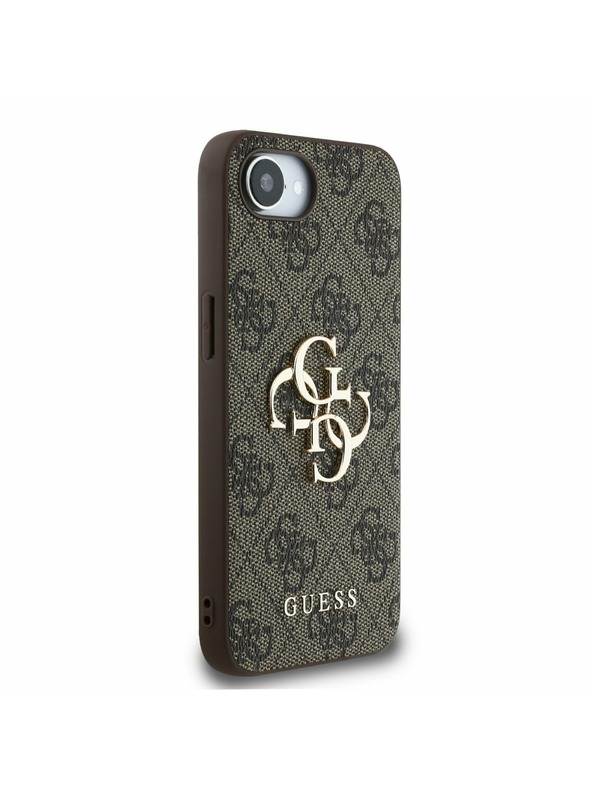 Guess Guess PU 4G Metall-Logo Rückseite Hülle für iPhone 16e Braun
