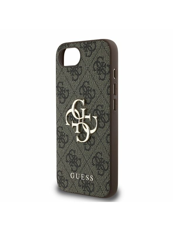 Guess Guess PU 4G Metall-Logo Rückseite Hülle für iPhone 16e Braun