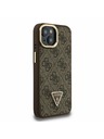 Guess Guess PU 4G Strass Dreiecks-Logo Stand Kamera Rahmen MagSafe Rückseite Hülle für iPhone 15 Braun