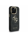 Guess Guess PU 4G Metall-Logo Stand Kamera Rahmen Rückseite Hülle für iPhone 15 Pro Max Schwarz