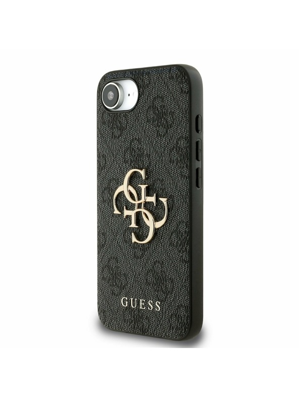Guess Guess PU 4G Metall-Logo Rückseite Hülle für iPhone 16e Grau