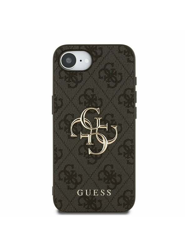 Guess Guess PU 4G Metall-Logo Rückseite Hülle für iPhone 16e Grau
