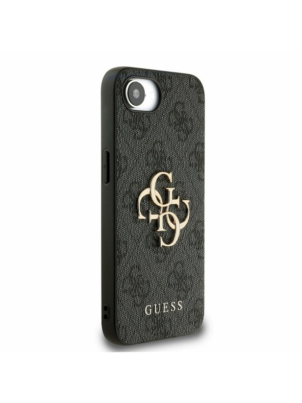 Guess Guess PU 4G Metall-Logo Rückseite Hülle für iPhone 16e Grau