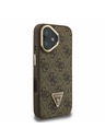 Guess Guess PU 4G Strass Dreieck Logo Ständer Kamerarahmen MagSafe Rückseite Hülle für iPhone 16 Braun