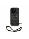 Guess Guess PU Leder 4G Farbiger Ring Strap MagSafe Rückseite Hülle für iPhone 16 Pro Schwarz