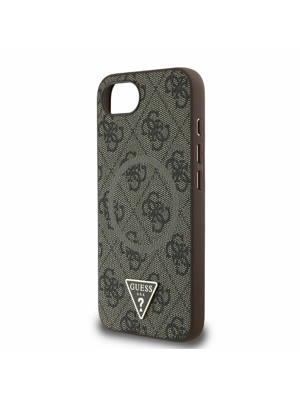 Guess Guess PU 4G Strass Dreieck Metal Logo Rückseite Hülle für iPhone 16e Braun