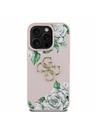 Guess Guess PU Genarbte Rosen 4G Metal Logo Rückseite Hülle für iPhone 16 Pro Pink