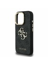 Guess Guess PU 4G Metal Logo Ständer Kamerarahmen Rückseite Hülle für iPhone 16 Pro Max Schwarz