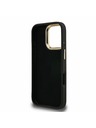 Guess Guess PU 4G Metal Logo Ständer Kamerarahmen Rückseite Hülle für iPhone 16 Pro Max Schwarz