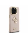Guess Guess PU Genarbtes 4G Logo Ständer Kamerarahmen Rückseite Hülle für iPhone 15 Pro Max Pink
