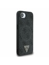 Guess Guess PU 4G Strass Dreieck Metal Logo Rückseite Hülle für iPhone 16e Schwarz