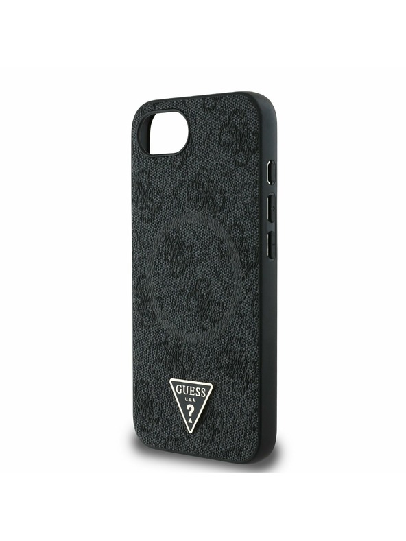 Guess Guess PU 4G Strass Dreieck Metal Logo Rückseite Hülle für iPhone 16e Schwarz