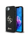 Guess Guess PU Fixed Glitter 4G Metal Logo Rückseite Hülle für iPhone 16e Schwarz