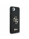 Guess Guess PU Fixed Glitter 4G Metal Logo Rückseite Hülle für iPhone 16e Schwarz