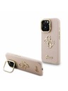 Guess Guess PU Genarbtes 4G Logo Ständer Kamerarahmen Rückseite Hülle für iPhone 16 Pro Max Pink