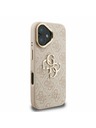 Guess Guess PU 4G Metal Logo Ständer Kamerarahmen Rückseite Hülle für iPhone 16 Pink