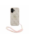 Guess Guess PU 4G Metal Logo Strap Rückseite Hülle für iPhone 16 Pink
