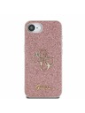 Guess Guess PU Fixed Glitter 4G Metal Logo Rückseite Hülle für iPhone 16e Pink