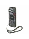 Guess Guess IML Flowers Pearl Strap MagSafe Rückseite Hülle für iPhone 16 Pro Max Schwarz