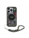 Guess Guess IML Flowers Pearl Strap MagSafe Rückseite Hülle für iPhone 16 Pro Max Schwarz
