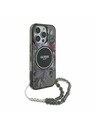 Guess Guess IML Flowers Pearl Strap MagSafe Rückseite Hülle für iPhone 16 Pro Max Schwarz