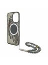 Guess Guess IML Flowers Pearl Strap MagSafe Rückseite Hülle für iPhone 16 Pro Max Schwarz