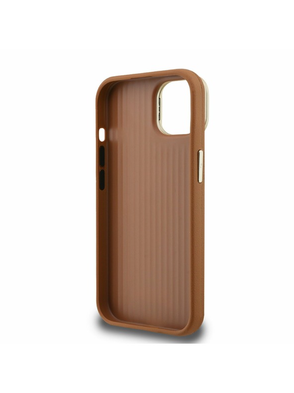 Guess Guess PU Grained 4G Logo Stand Kamera Rahmen Rückseite Hülle für iPhone 13 Brown