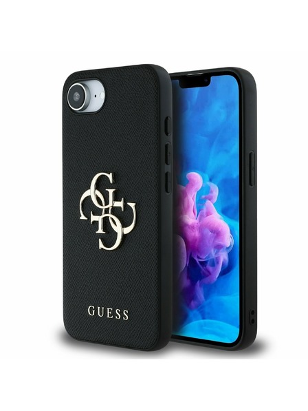 Guess Guess PU Grained 4G Metall Logo Rückseite Hülle für iPhone 16e Black