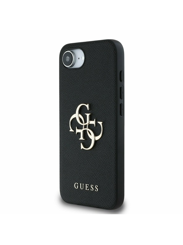 Guess Guess PU Grained 4G Metall Logo Rückseite Hülle für iPhone 16e Black