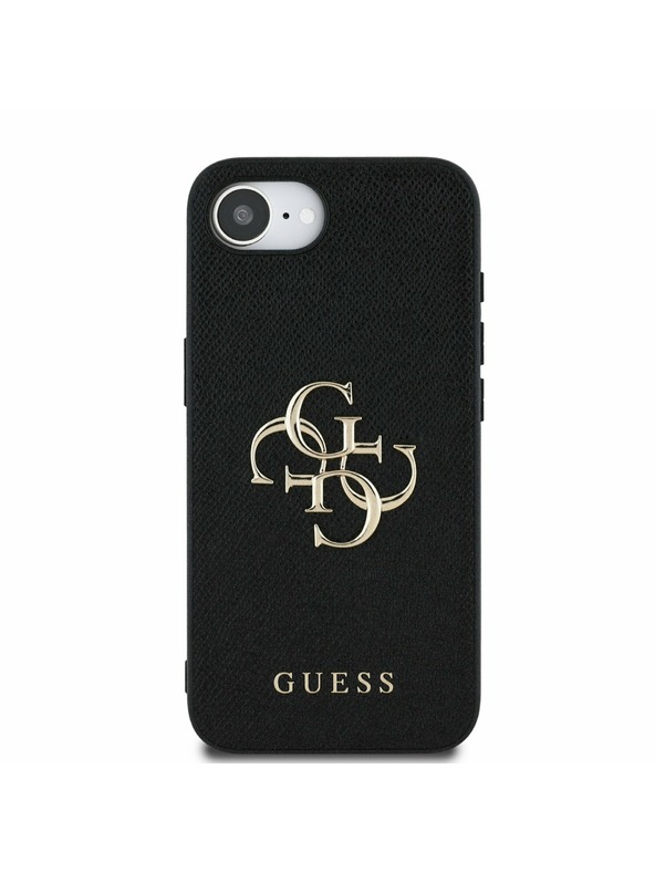 Guess Guess PU Grained 4G Metall Logo Rückseite Hülle für iPhone 16e Black