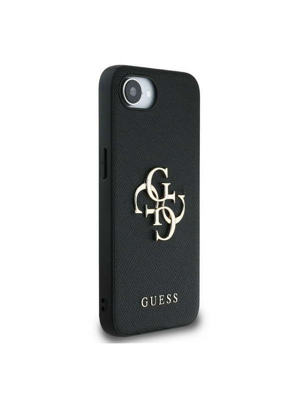 Guess Guess PU Grained 4G Metall Logo Rückseite Hülle für iPhone 16e Black