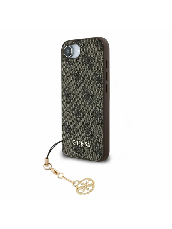 Guess Guess 4G Charm Rückseite Hülle für iPhone 16e Tone on Tone Brown