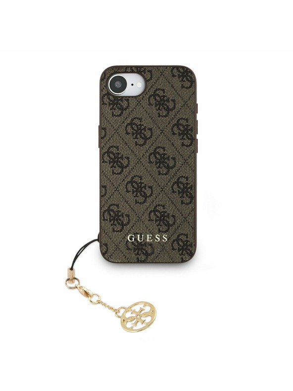 Guess Guess 4G Charm Rückseite Hülle für iPhone 16e Tone on Tone Brown