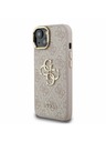 Guess Guess PU 4G Metall Logo Stand Kamera Rahmen Rückseite Hülle für iPhone 15 Pink