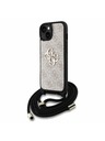 Guess Guess PU 4G Metall Logo Umhängeriemen Rückseite Hülle für iPhone 15 Pink