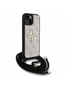 Guess Guess PU 4G Metall Logo Umhängeriemen Rückseite Hülle für iPhone 15 Pink