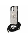 Guess Guess PU 4G Metall Logo Umhängeriemen Rückseite Hülle für iPhone 15 Pink