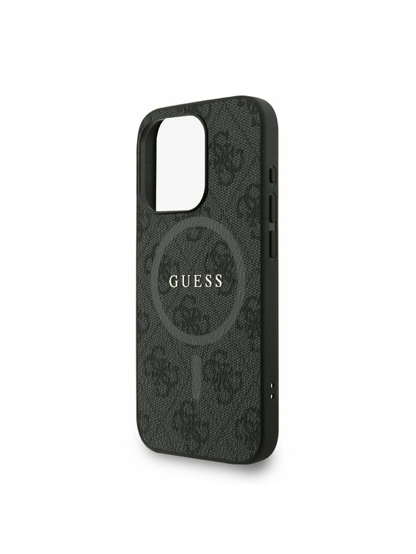 Guess Guess PU Leder 4G Farbiger Ring Riemen MagSafe Rückseite Hülle für iPhone 15 Pro Black