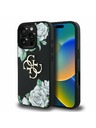 Guess Guess PU Grained Rosen 4G Metall Logo Rückseite Hülle für iPhone 16 Pro Black