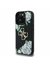 Guess Guess PU Grained Rosen 4G Metall Logo Rückseite Hülle für iPhone 16 Pro Black