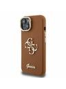 Guess Guess PU Grained 4G Logo Stand Kamera Rahmen Rückseite Hülle für iPhone 15 Brown