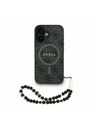 Guess Guess PU Leder 4G Farbiger Ring Riemen MagSafe Rückseite Hülle für iPhone 16 Black