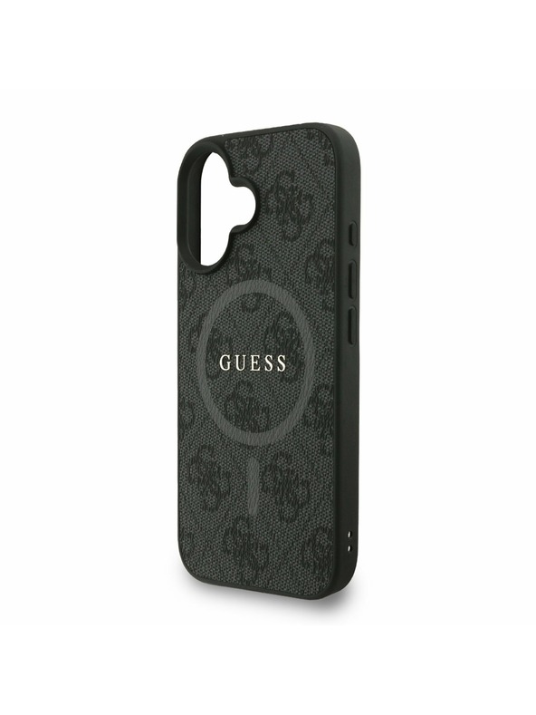 Guess Guess PU Leder 4G Farbiger Ring Riemen MagSafe Rückseite Hülle für iPhone 16 Black