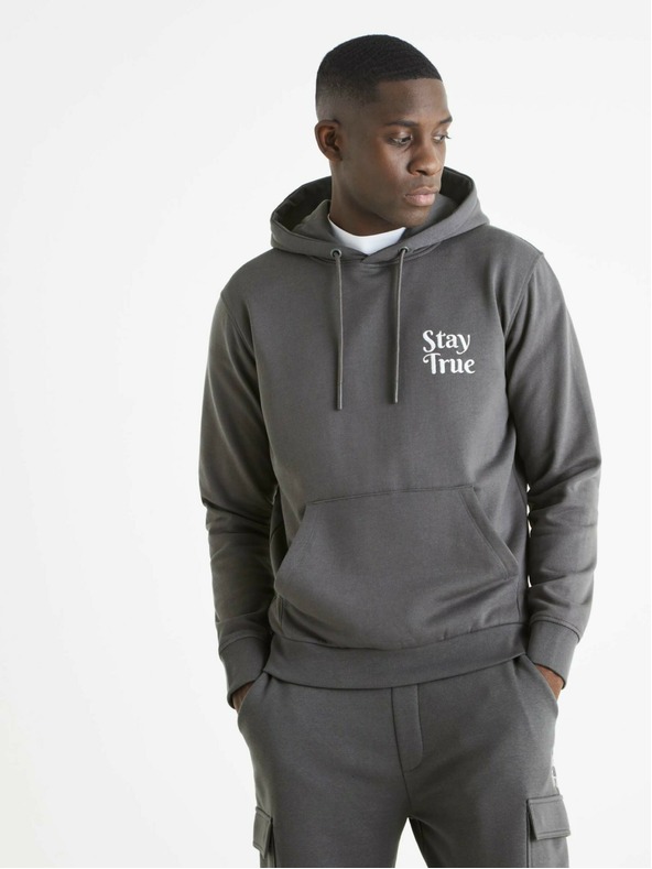 Celio Grauer Herren-Kapuzenpullover Celio