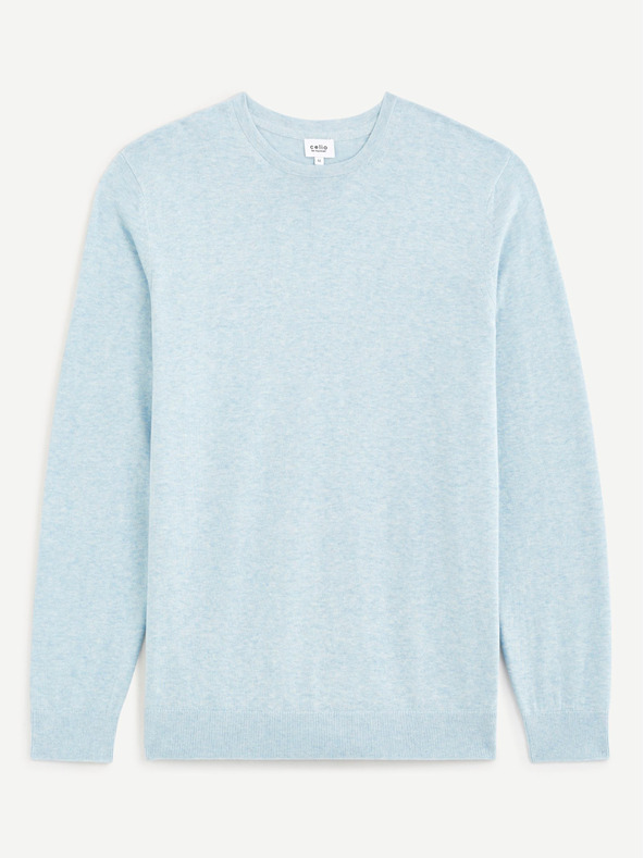 Celio Hellblauer Herren-Baumwoll-Basic-Pullover Celio Decoton