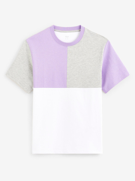 Celio Lila-weißes Herren-T-Shirt aus Baumwolle Celio Dequoi