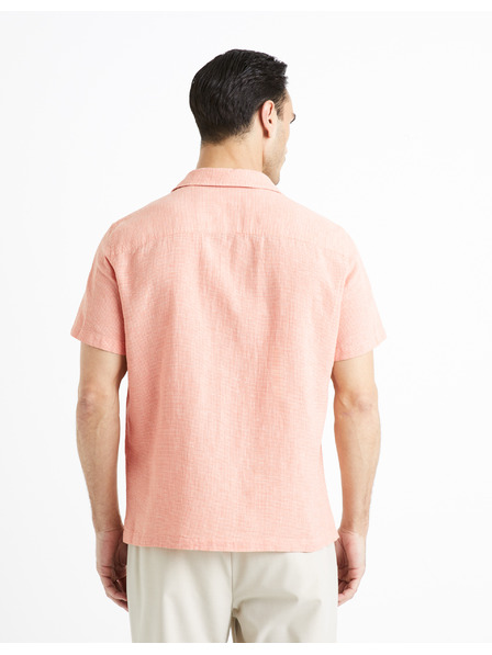 Celio Apricotfarbenes Herren-Leinenhemd Celio Fatext