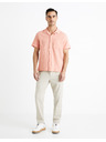 Celio Apricotfarbenes Herren-Leinenhemd Celio Fatext